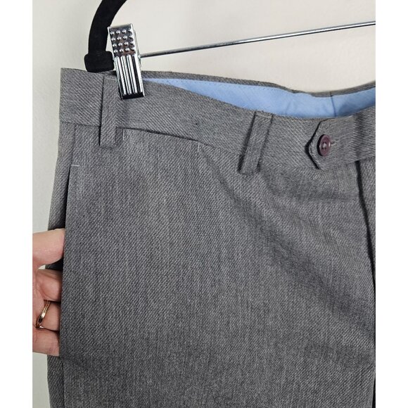 Tommy Hillfiger Mens Gray Dress Pants W36 X L32 Flat Front Buttoned Back Pockets - Picture 6 of 10